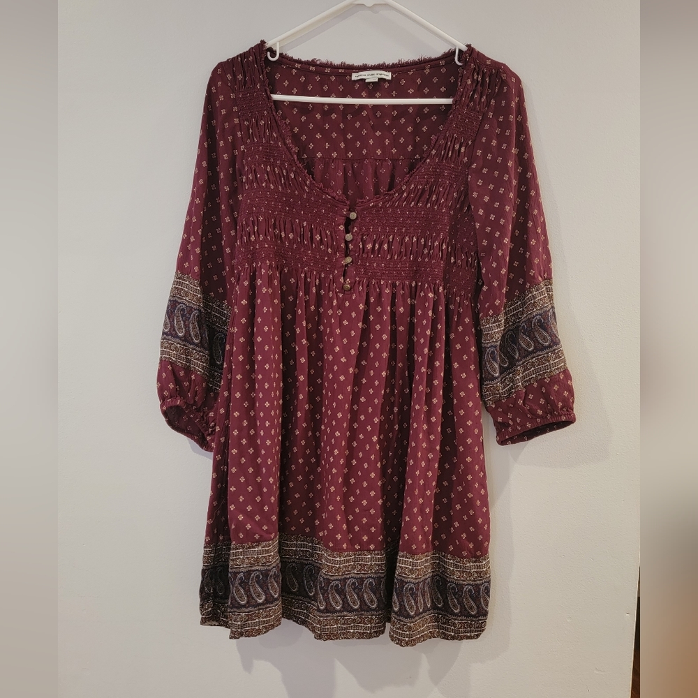 American Eagle Boho, Skater Gypsy Babydoll Peasant Cottage Tunic Dress Size S